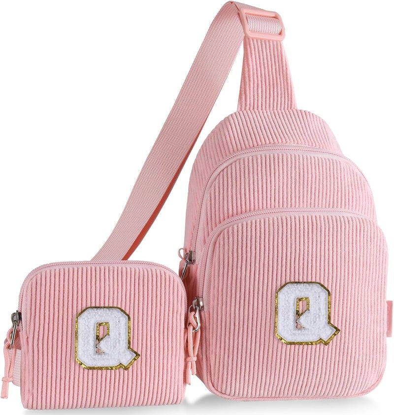 Gomens Birthday Gifts for 4 5 6 7 8 9 10 11 12 13 Year Old Girls, Cute Initial Crossbody Sling Bag Fanny Pack Belt Purse for Daughter Sister Teen Grandkids Personalized Gifts Pink Q - Image 1
